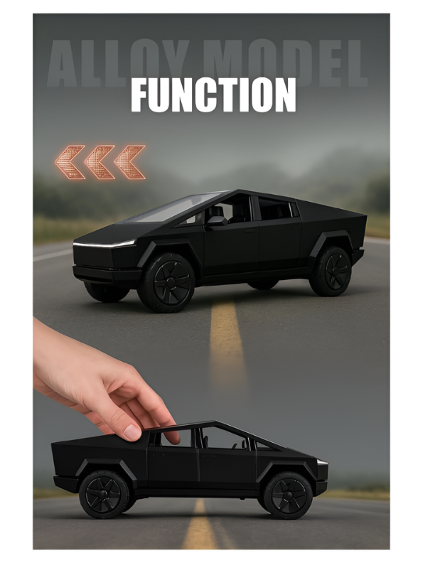 Metal Cyber Pickup Truck Toy Black – Friction Powered Pull-Back Alloy Car Model with Realistic Details LMI15425