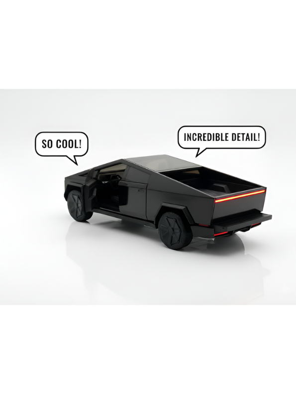 Metal Cyber Pickup Truck Toy Black – Friction Powered Pull-Back Alloy Car Model with Realistic Details LMI15425