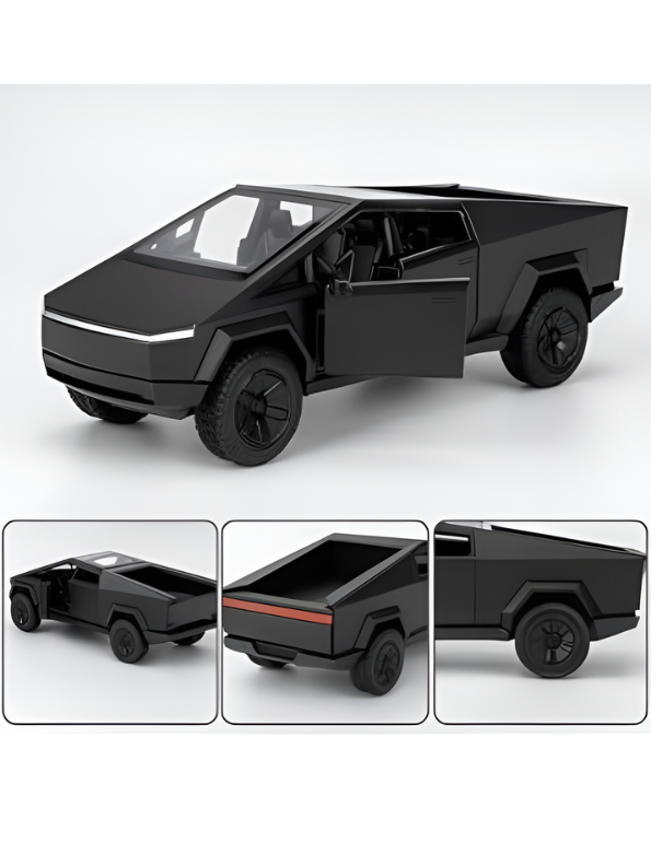 Metal Cyber Pickup Truck Toy Black – Friction Powered Pull-Back Alloy Car Model with Realistic Details LMI15425