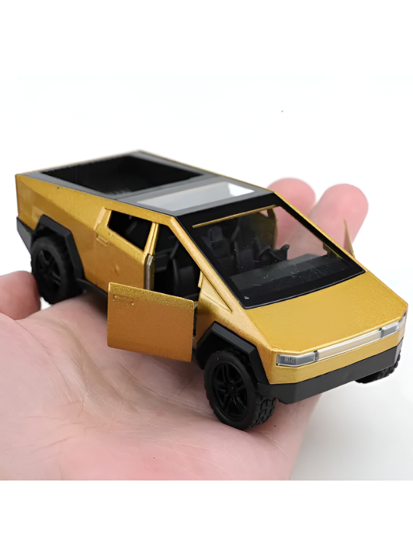 Metal Cyber Pickup Truck Toy Gold – Friction Powered Pull-Back Alloy Car Model with Realistic Details LMI15425