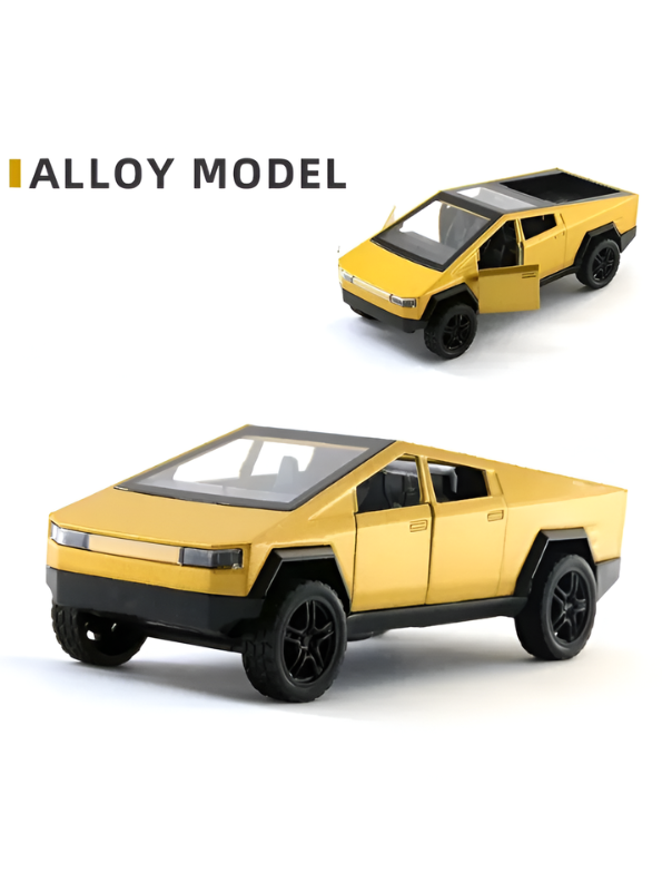 Metal Cyber Pickup Truck Toy Gold – Friction Powered Pull-Back Alloy Car Model with Realistic Details LMI15425