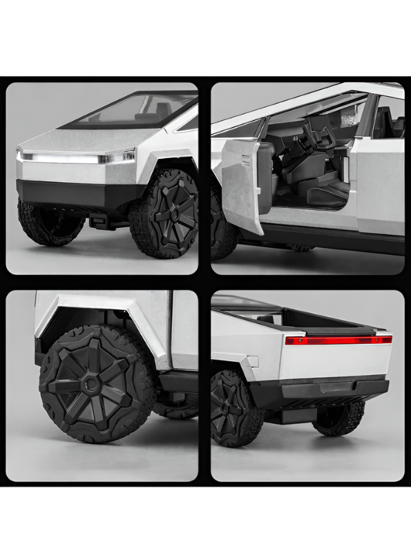 Metal Cyber Pickup Truck Toy – Friction Powered Pull-Back Alloy Car Model with Realistic Details LMI15425