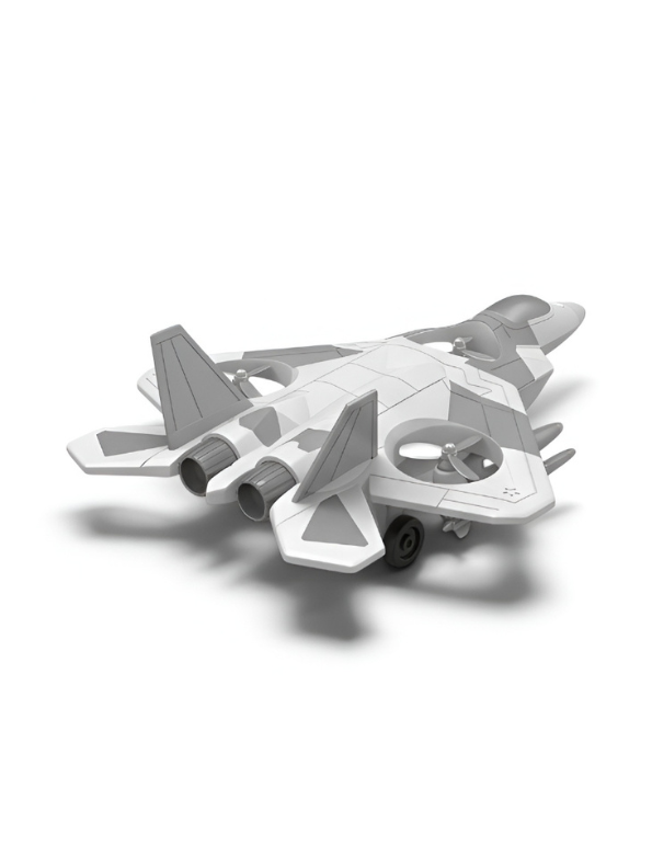 Tactical Fighter Jet Diecast Model Toy Airplane – Grey Camouflage Toy For Kids LMI15528