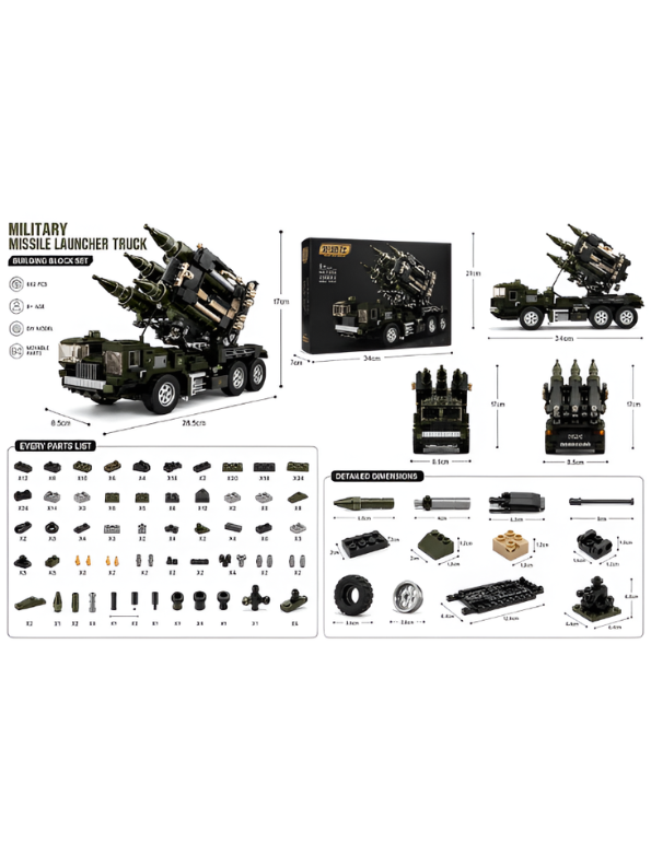 Military Missile Launcher Truck Building Blocks Set TV7032.