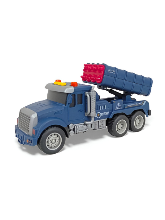 Military Missile Launcher Truck Toy | Realistic Die-Cast Army Vehicle for Kids Blue LMI15422.