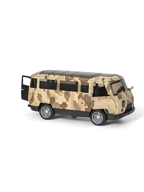 Brown - Military Print Minibus Die Cast Toy - Scale 1:36 Pull Back Action, Opening Doors, Durable Toy Model for Kids LMI15105.