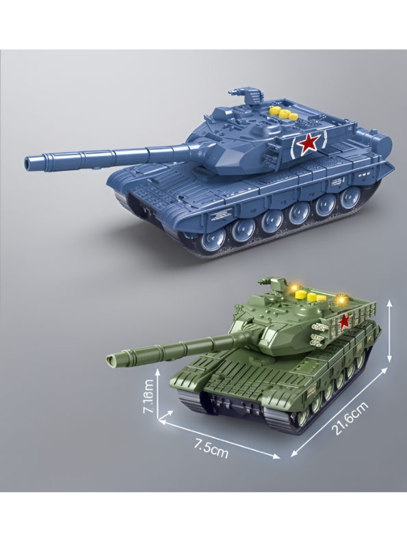 Pack Of 2 Military Tank Toy with 360-Degree Rotating Turret, Flashing Lights and Music – Interactive Diecast Army Tank Vehicle with Nursery Rhymes & Stories for Kids, Toddlers LMI16740