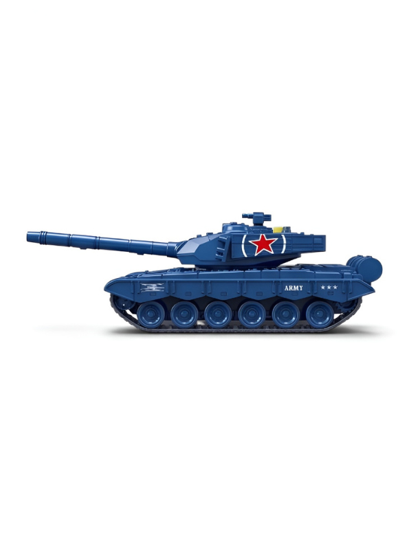 Military Tank Toy with 360-Degree Rotating Turret, Flashing Lights and Music – Blue Interactive Diecast Army Tank Vehicle with Nursery Rhymes & Stories for Kids, Toddlers LMI16740
