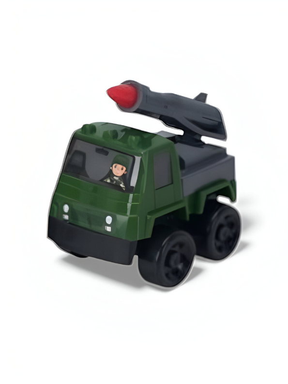 Military Toy Vehicle Set for Kids – 4-Pack Mini Die-Cast Army Trucks with Missile Launchers LMI15676.