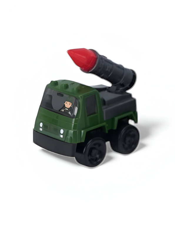 Military Toy Vehicle Set for Kids – 4-Pack Mini Die-Cast Army Trucks with Missile Launchers LMI15676.