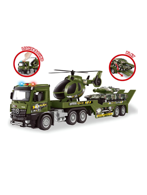 Military Truck Toy with Tank & Helicopter | Big Size Army Play Set for Kids LMI15764.