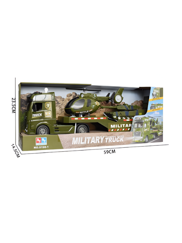 Military Truck Toy with Tank & Helicopter | Big Size Army Play Set for Kids LMI15764.