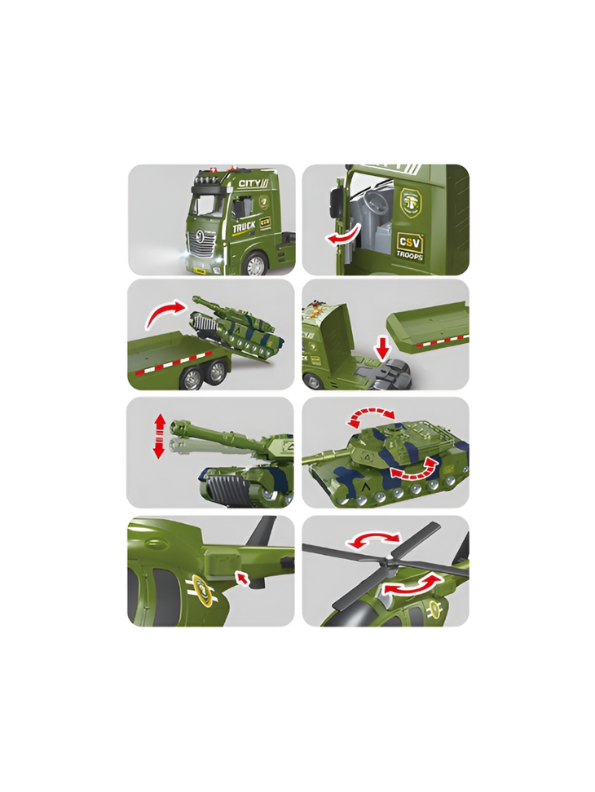 Military Truck Toy with Tank & Helicopter | Big Size Army Play Set for Kids LMI15764.