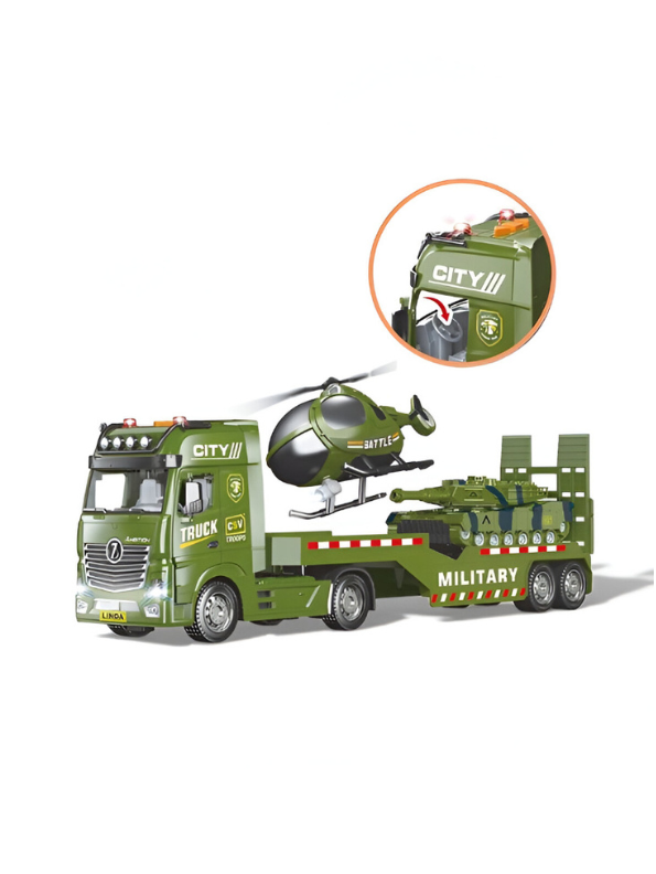 Military Truck Toy with Tank & Helicopter | Big Size Army Play Set for Kids LMI15764.