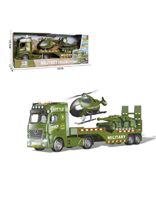 Military Truck Toy with Tank & Helicopter | Big Size Army Play Set for Kids LMI15764.