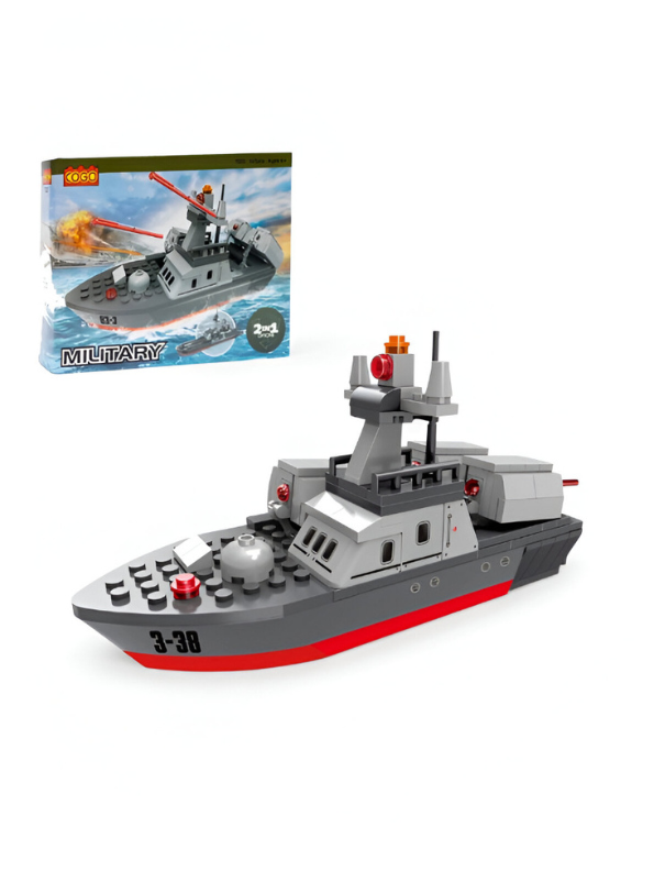 Military Warship Destroyer Building Blocks Set – 2-in-1 Navy Battleship Construction Toy, STEM Learning Set TV5590.