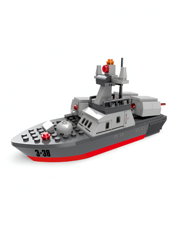 Military Warship Destroyer Building Blocks Set – 2-in-1 Navy Battleship Construction Toy, STEM Learning Set TV5590.