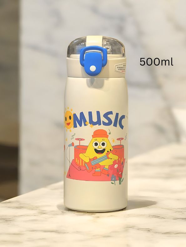 Yellow - Milo 500ml Stainless Steel Kids Water Bottle – Cute Print, Leak-Proof & BPA-Free NOV11551.