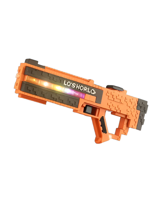 Minecraft-Inspired Electric Water Gun - 47cm Automatic Pixel Water Blaster with RGB Lights, Rechargeable High-Power Squirt Gun for Kids & Adults Orange LMI15742.