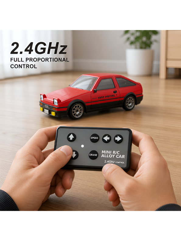 Mini 1:64 Alloy RC Drifting Car with 2.4GHz Full Proportional Control MD592