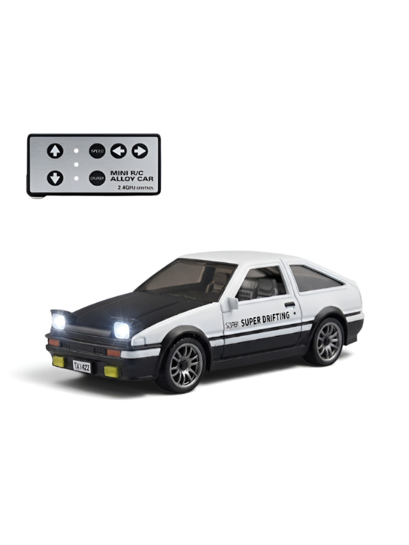 White Mini 1:64 Alloy RC Drifting Car with 2.4GHz Full Proportional Control MD592.