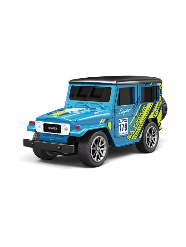 Mini 1:64 Scale RC Off-Road Land Cruiser Toy Car Blue & Green TV5716.