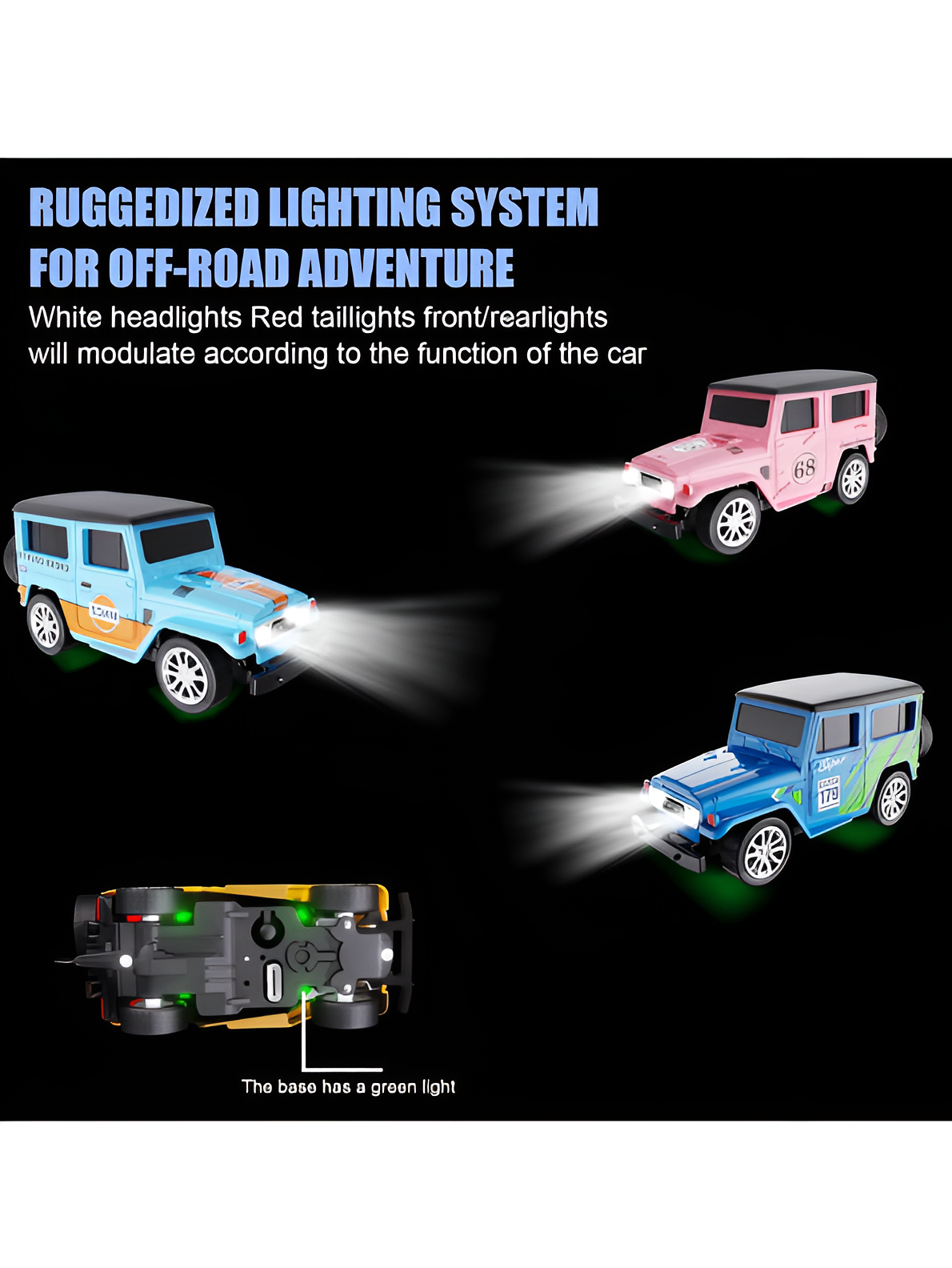 Mini 1:64 Scale RC Off-Road Land Cruiser Toy Car Blue & Green TV5716.