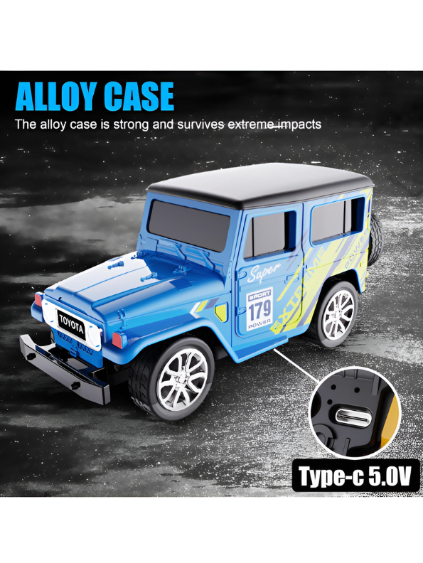 Mini 1:64 Scale RC Off-Road Land Cruiser Toy Car Blue & Green TV5716.
