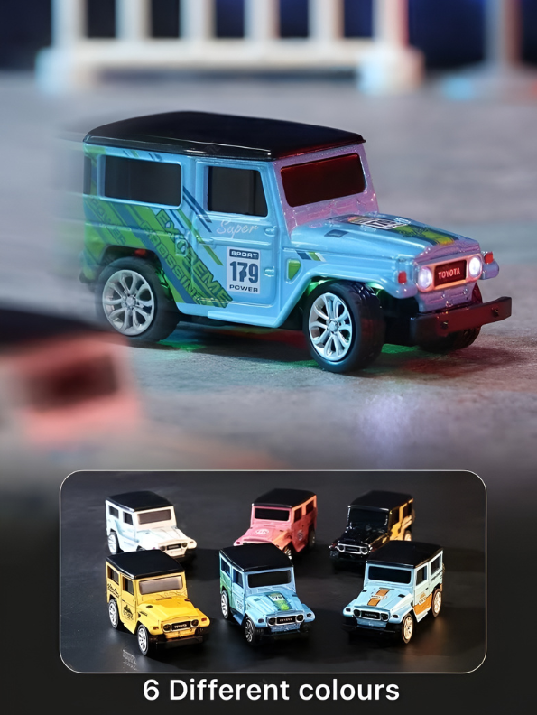 Mini 1:64 Scale RC Off-Road Land Cruiser Toy Car Blue & Orange TV5716.