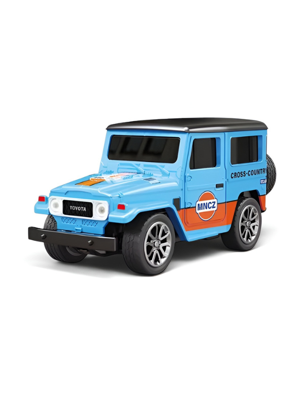 Mini 1:64 Scale RC Off-Road Land Cruiser Toy Car Blue & Orange TV5716.