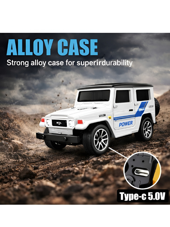 Mini 1:64 Scale RC Off-Road Land Cruiser Toy Car White TV5716.