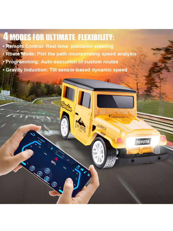 Mini 1:64 Scale RC Off-Road Land Cruiser Toy Car Yellow TV5716.