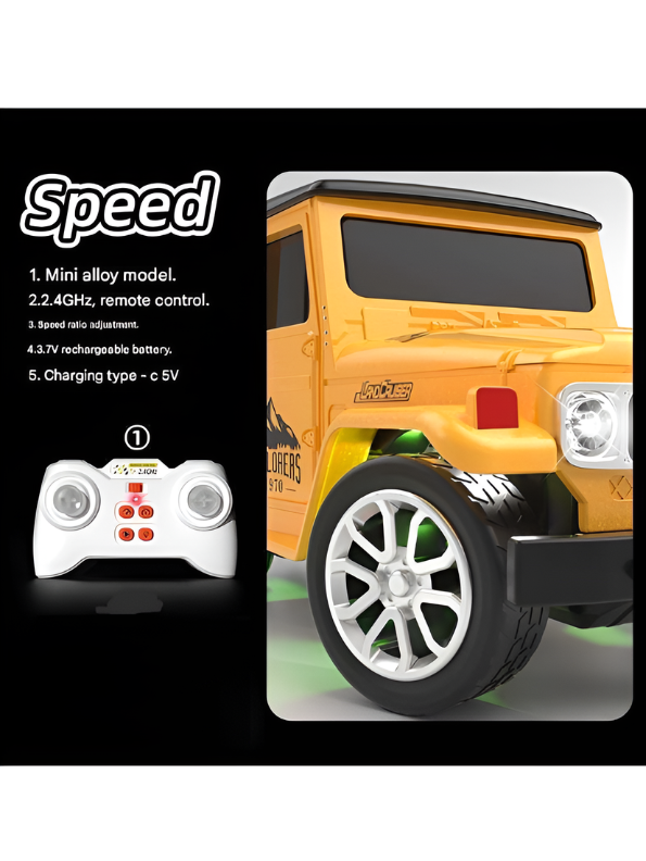 Mini 1:64 Scale RC Off-Road Land Cruiser Toy Car Yellow TV5716.