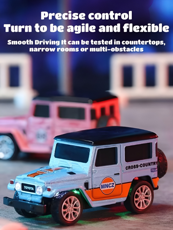 Mini 1:64 Scale RC Off-Road Land Cruiser Toy Car Blue & Orange TV5716.