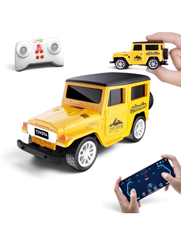 Mini 1:64 Scale RC Off-Road Land Cruiser Toy Car Yellow TV5716.