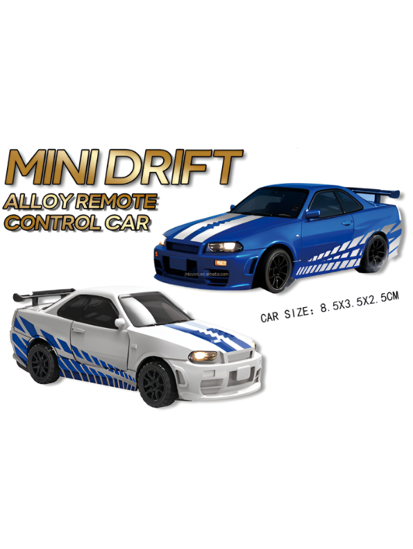 Mini Nissan Alloy RC Drift Car - 2.4GHz High-Speed Rechargeable Remote Control Street Racing Toy MD588issan