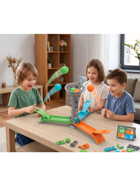Mini Basketball Hoop Desktop Game – 3-Way Interactive Tabletop Launching Toy for Kids TV6100