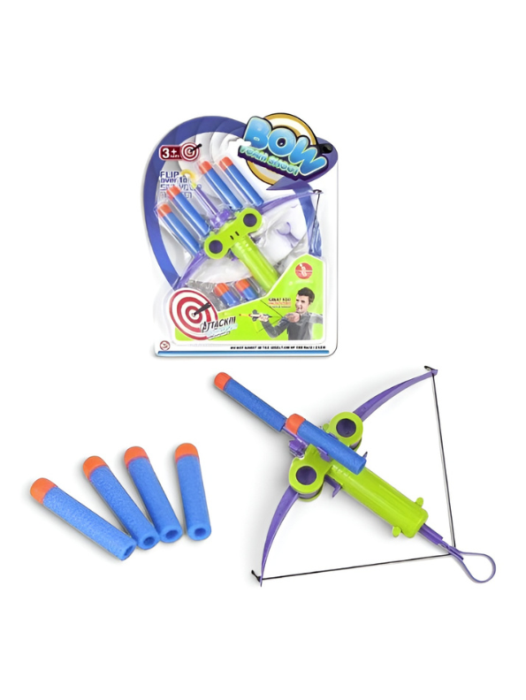 Mini Crossbow Foam Dart Blaster Toy Set – Kids Archery Bow Power Shoot Set with 6 Soft Foam Bullets & Practice Target LMI16843