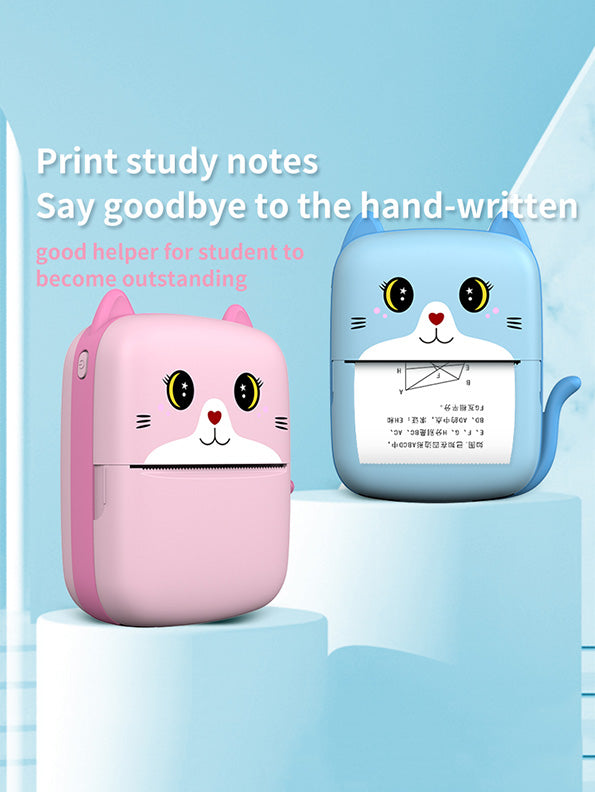 Cute Cat Mini Portable Pocket Printer - Blue