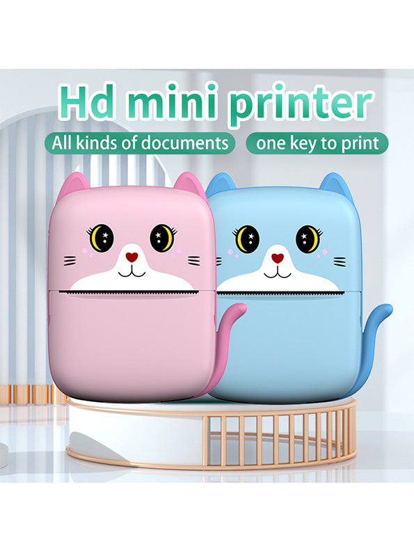 Cute Cat Mini Portable Pocket Printer - Blue