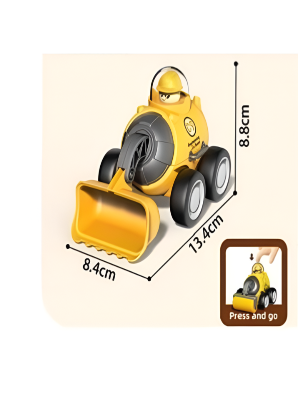 Mini Engineering Construction Vehicles (Set of 4) – Friction-Powered Educational Toddler Playset MD700