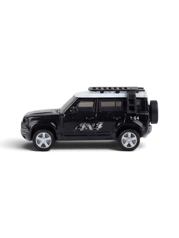 Mini Land Rover Defender 4x4 | Black Scale 1:64 RC Toy Car with Remote Control & Acrylic Display Box MD5