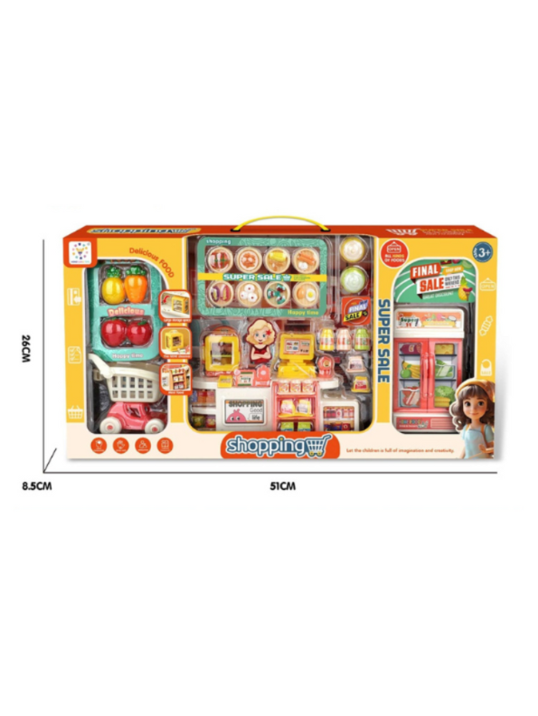 MiniMart – Kids Supermarket Play Set l Shopping Cart, Cash Register & Toy Food | Pretend Grocery Store Playset for Children NX15248.