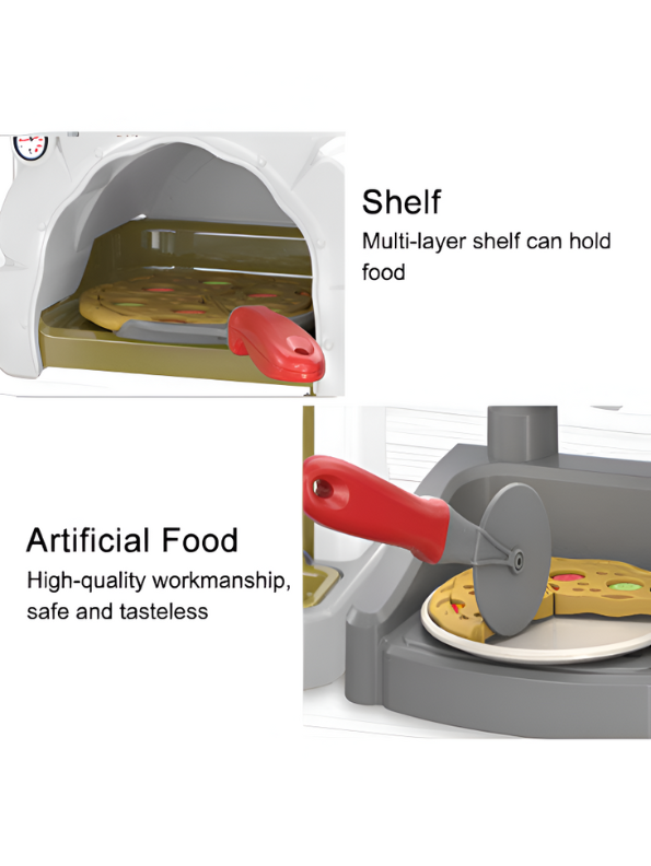 Mini Pizza Shop Play Set  –  Pretend Pizza Oven, Coffee Maker & Cash Register Toy Kitchen for Kids LMI15728.