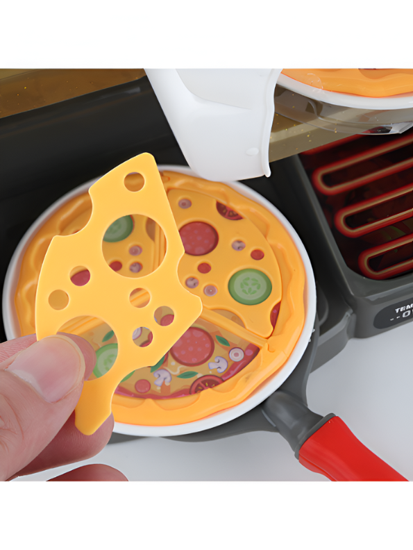 Mini Pizza Shop Play Set  –  Pretend Pizza Oven, Coffee Maker & Cash Register Toy Kitchen for Kids LMI15728.