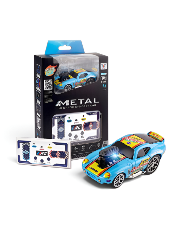 Mini Pocket RC Blue Muscle Car 2.4GHz 1:64 Scale Fast Remote Control Drift Car MD17