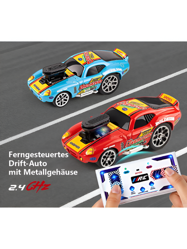 Mini Pocket RC Blue Muscle Car 2.4GHz 1:64 Scale Fast Remote Control Drift Car MD17