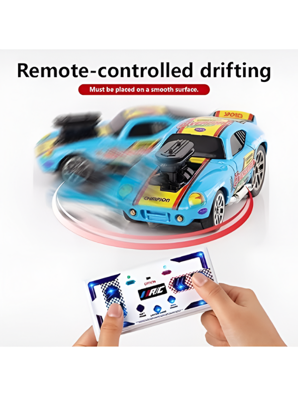 Mini Pocket RC Blue Muscle Car 2.4GHz 1:64 Scale Fast Remote Control Drift Car MD17