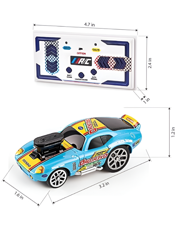 Mini Pocket RC Blue Muscle Car 2.4GHz 1:64 Scale Fast Remote Control Drift Car MD17