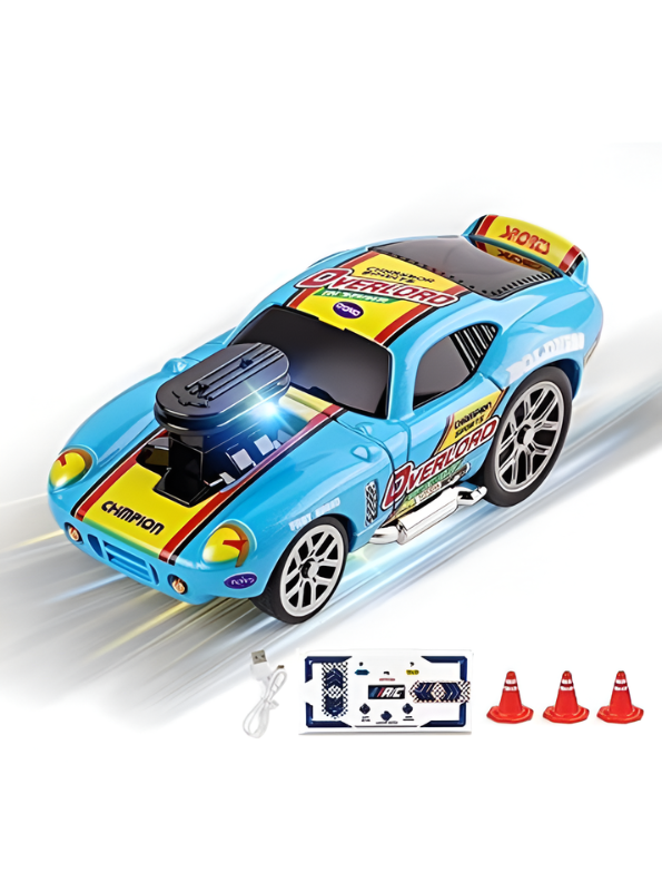 Mini Pocket RC Blue Muscle Car 2.4GHz 1:64 Scale Fast Remote Control Drift Car MD17